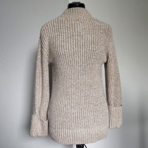 Maternity Cuff Sleeve Textured Pullover Sweater Beige XS